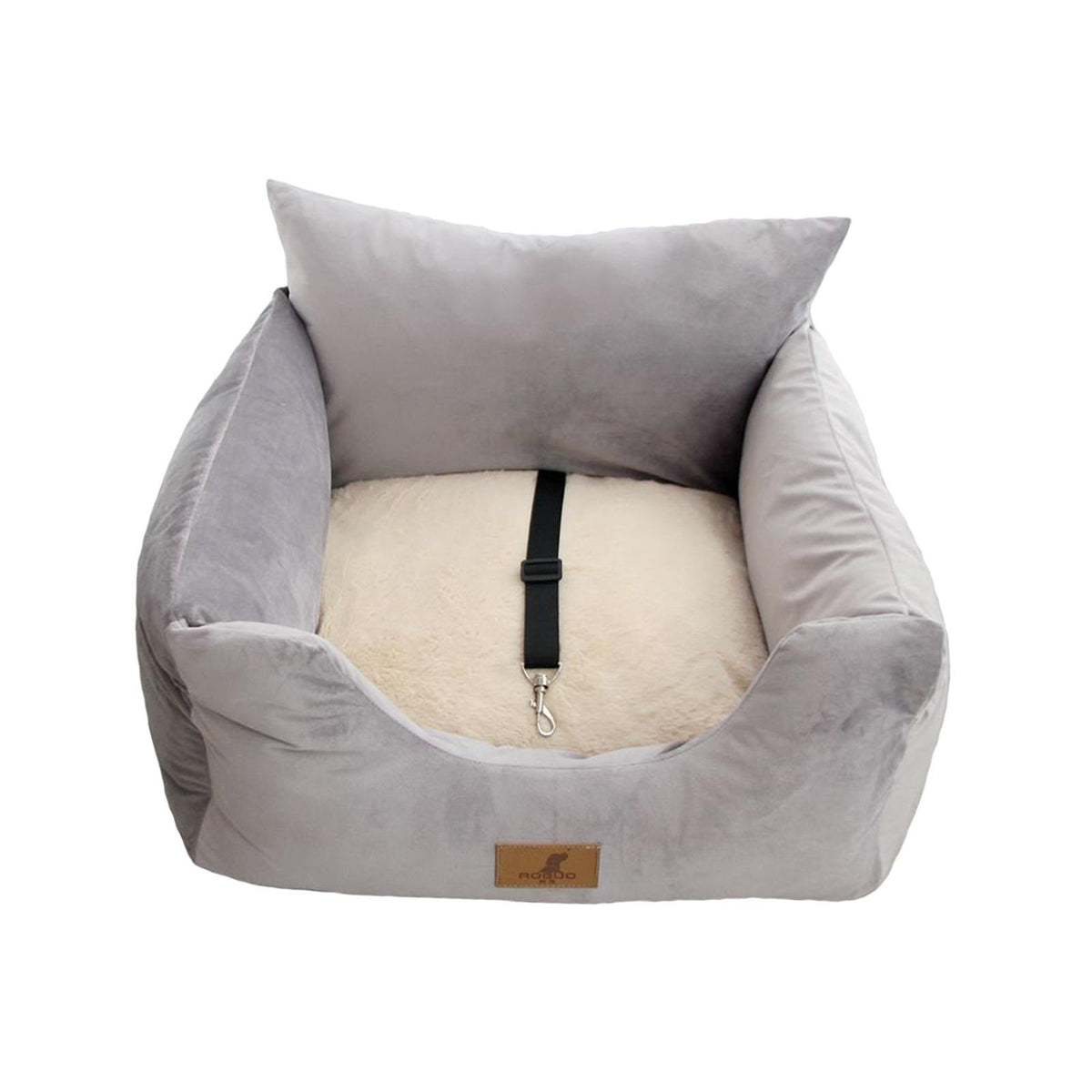 Maxbell Maxbell Cat Dog Car Seat Travel Carrier with Fixed Strap Comfortable and Thick Grey L