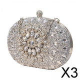 Maxbell 3xWomen Clutch Evening Bag Pouch Wedding Purse for Club Cocktail Party Wedding silver
