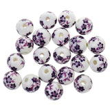 Maxbell 40Pcs Purple+ Blue Flower Ceramic Charms Porcelain DIY Loose Spacer Beads