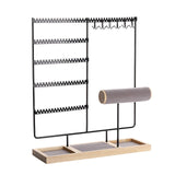 Maxbell Jewelry Display Stand Tabletop Multifunctional Earring Holes Bracelet Holder black