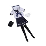Maxbell 1:6 Scale Schoolgirl Uniform Suit Outfit for 12'' Female Action Figures Body dark blue
