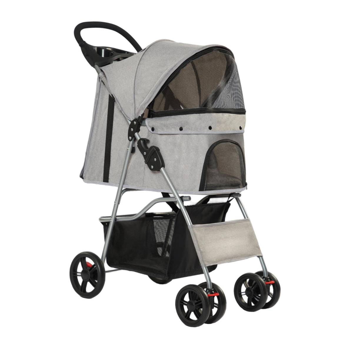 Maxbell Pet Stroller Mesh Window Pet Travel Cart for Dogs Small & Medium Pets Kitten Gray