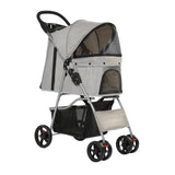Maxbell Pet Stroller Mesh Window Pet Travel Cart for Dogs Small & Medium Pets Kitten Gray