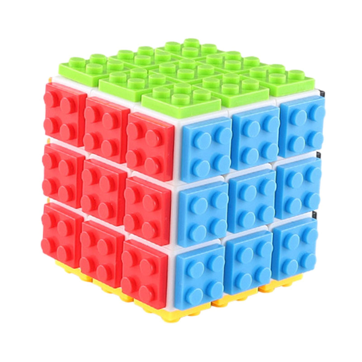 Maxbell Building Brick Blocks 3x3 Speed Cube for Imagination Coordination Creativity white bottom