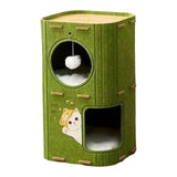 Maxbell Cat House Indoor 2 Layered Kitten Furniture Protection with Hanging Ball Toy Green