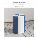 Maxbell 2-Size Creative Leather Round Stool, sturdy Wood Frame Ottoman, Multi-Color Small Footrest, Makeup Stool & Shoe Changing Seat for Living Room, Entryway, Children's Room Blue White