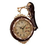 Maxbell Double Sided Wall Clock Quiet Farmhouse Decorative Clock for Villa Porch Bar Brown