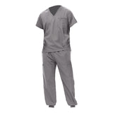 Maxbell Uniform Scrub Set for Men Top and Pants V Neck Soft Workwear for Cosmetology Gray M