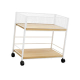 Maxbell Under Desk Organizer Rack Mesh Storage Shelf for Kids Room Dormitory Bedroom white with wheel