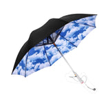 Maxbell Umbrella with Fan USB Rechargeable Stick Umbrella for Men Women Sand Camping sky and clouds