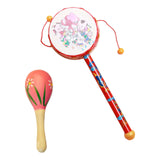 Maxbell 2x Wooden Baby Rattle Toys Musical Development Toy for Newborn Party Holiday