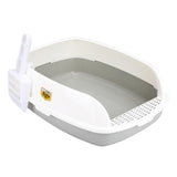 Maxbell Cat Litter Box Sand Box High Sided Splashproof Semi Enclosed Cat Litter Tray Gray