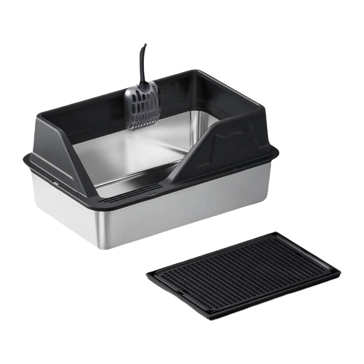 Maxbell Cat Litter Tray with Raised Edges Splashproof Large Capacity Include Scooper Black