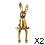 Maxbell 2xRabbit Statues Animal Figures Hallway Easter Bedroom Office Bunny Sculptures gold