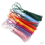 Maxbell 360 Pieces Multicolored Silky Handmade Soft Craft Mini Tassels with Loops