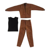 Maxbell 1:12 Scale Action Figure Clothes Jacket Vest Pants for 6" Male Action Figure Brown