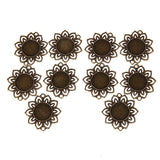 Maxbell Maxbell 10Pcs Antique Bronze Floral Alloy Pendant Cameo Cabochon Base Settings