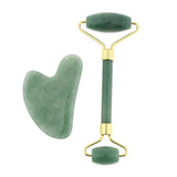 Maxbell Maxbell Natural Jade Facial Massage Double Roller Guasha Massager Board Set Gold