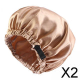 Maxbell 2xsatin Caps Sleeping Caps Adjustable Hair Care Hat Round for Sleeping Khaki