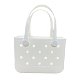 Maxbell 2xBeach Tote Bag Handbag Washable Hole Beach Handbag for Shopping Outdoor Boat White