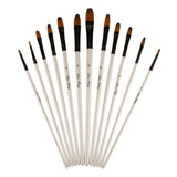 Maxbell Maxbell Set of 12 Pcs Nylon Hair Paint Brush Artist Painting Round Tip White Handle