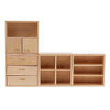Maxbell 1:12 Dollhouse Miniatures Natural Wood Color Combined Cabinet Organizer Kits