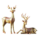 Maxbell 2Pcs Elk Statues Home Decor Reindeer Sculptures Deer Figurines Gold