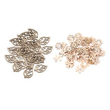 Maxbell 80 Pcs Natural Leaves and Flower Wood Embellishment DIY Decoration Crafts