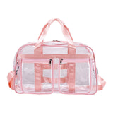 Maxbell PVC Clear Tote Bag Casual Transparent Handbag for Hiking Business Trip Beach Pink Red