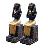 Maxbell 2x Resin Egyptian Pharaoh Figurine Sculpture for Cabinet Tabletop Decor