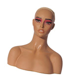 Female Mannequin Head Model with Makeup Wig Display Head for Scarves Hat Wig Style D