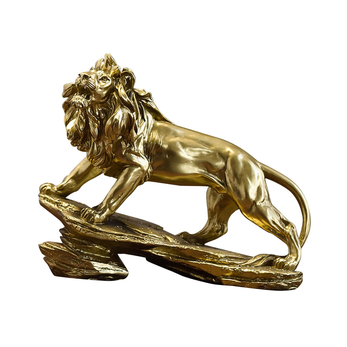 Maxbell Desk Lion Statue Modern Lion Miniature Figurine for Farmhouse Office Desktop Gold