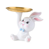 Maxbell Maxbell Rabbit Storage Tray Statue Ornament Sculpture for Living Room Entryway Decor pink 12cmx18cm