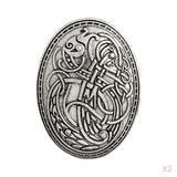 Maxbell 2x Norse Medieval Viking Shield Symbol Brooch Oval Shawl Sweater Pin Silver
