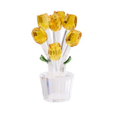 Maxbell Glass Roses Figurine 3D Wedding Roses Flowers Bouquets Ornament for Christmas yellow
