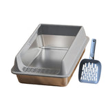 Maxbell Stainless Steel Cat Litter Box Convenient Detachable Non Stick Bottom Sturdy Gray Large