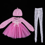 Maxbell Fashion Sweater Gauzy Dress with Beret Lace Stockings for 1/3 BJD 60cm Dolls Accs Pink - Aladdin Shoppers