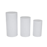 3Pcs Cylinder Pedestal Stands Metal Party Decorations Display Plinth Pillars White