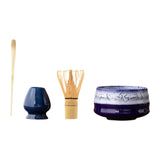 Maxbell Matcha Tea Set Gift for Tea Lovers Handcrafted Bamboo Matcha Whisk and Stand Blue Violet