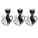 Maxbell 3 Piece DIY Enamel Rhinestone Cat Charms Pendants Jewelry Making Findings