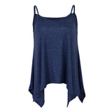 Maxbell Women Sexy Spaghetti Strap Tank Tops V Neck Pleated Camisole Blue M