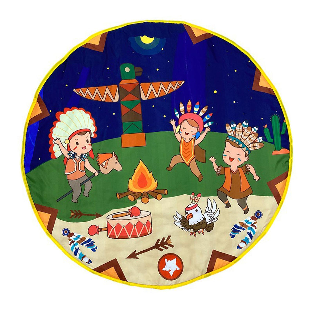 Maxbell Round Play Mat Foldable Soft for Play Tent Padded Infant Tummy Time Mat Night