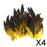 Maxbell 4x50pcs Beautiful Rooster Feathers Fringe Decoration Home Craft DIY Yellow