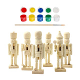 Maxbell 6Pcs DIY Wooden Christmas Nutcrackers Unfinished Unpainted Desktop Ornaments