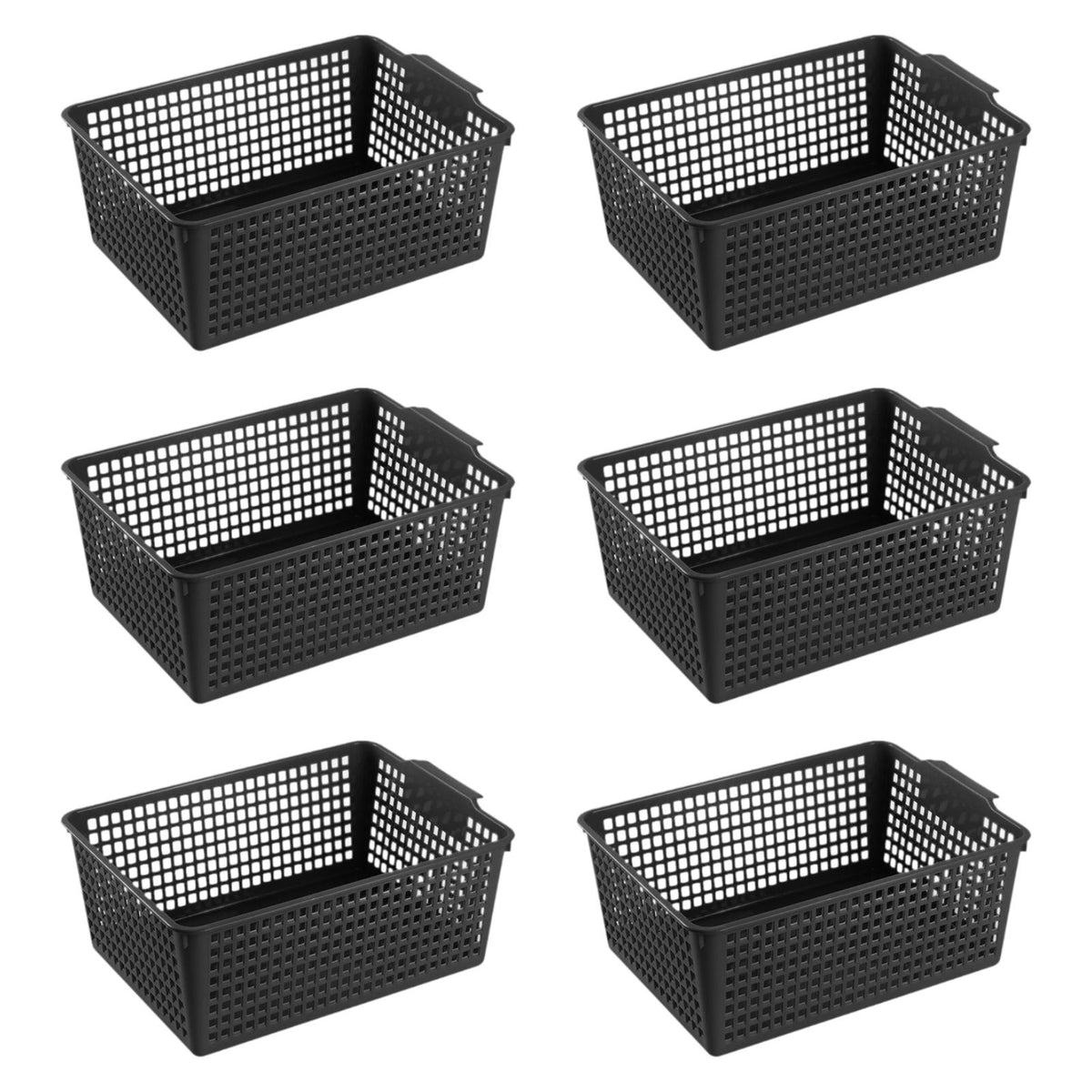 Maxbell 6 Pieces Storage Baskets Space Saving Storage Box for Office Organizing Closet Black