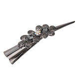 Maxbell 4xCrystal Metal Hair Grip for Thick Hair Womens Hair Jewelry Gray