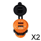 Maxbell 2xCar Aluminum Alloy USB QC3.0 Quick Charge for LED Display Golden Red