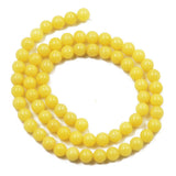 6mm Round Shaped Jade Strand Beads Jewelry Making Findings DIY Accessories 15.5 Inch Bright Yellow