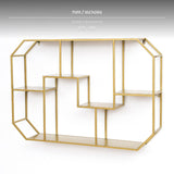 Maxbell Wall Mounted Shelf, Geometric shelf unit, Creative Metal Display Cabinet, Modern Art Hanging Storage Organizer for Living Room Bedroom Kitchen, Multiple Sizes hues Customizable Gold Horizontal