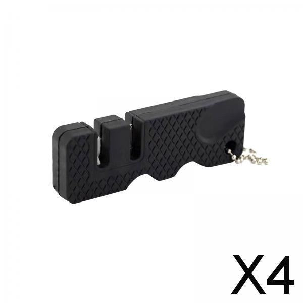 Maxbell 4xMini Small Knife Sharpener with Keychain Coarse and Fine 2 Steps for Travel Black